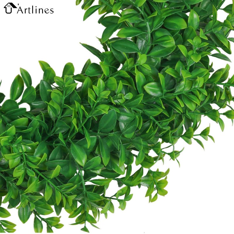 U'Artlines 17inch Front Door Wreaths Artificial Spring Summer Greenery Hanging Garland for Home Wedding Wall Window Decoration (17'inch Boxwood,1) - Image 3